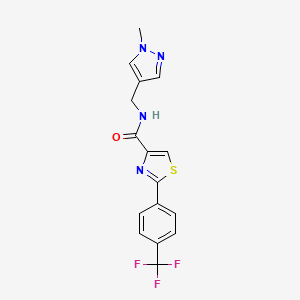 molecular formula C16H13F3N4OS B5613869 N-[(1-methyl-1H-pyrazol-4-yl)methyl]-2-[4-(trifluoromethyl)phenyl]-1,3-thiazole-4-carboxamide 