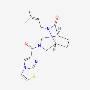 molecular formula C18H22N4O2S B5613879 (1S*,5R*)-3-(imidazo[2,1-b][1,3]thiazol-6-ylcarbonyl)-6-(3-methyl-2-buten-1-yl)-3,6-diazabicyclo[3.2.2]nonan-7-one 