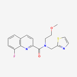 molecular formula C17H16FN3O2S B5613888 8-fluoro-N-(2-methoxyethyl)-N-(1,3-thiazol-2-ylmethyl)-2-quinolinecarboxamide 