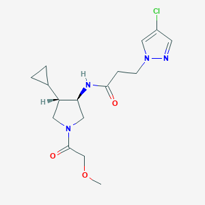 molecular formula C16H23ClN4O3 B5613892 3-(4-chloro-1H-pyrazol-1-yl)-N-[(3R*,4S*)-4-cyclopropyl-1-(methoxyacetyl)pyrrolidin-3-yl]propanamide 