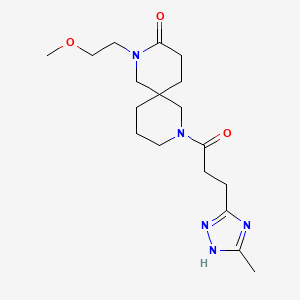 molecular formula C18H29N5O3 B5613898 2-(2-methoxyethyl)-8-[3-(5-methyl-1H-1,2,4-triazol-3-yl)propanoyl]-2,8-diazaspiro[5.5]undecan-3-one 