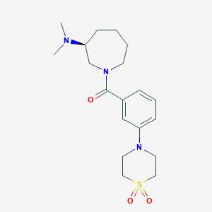 molecular formula C19H29N3O3S B5613902 (3S)-1-[3-(1,1-dioxidothiomorpholin-4-yl)benzoyl]-N,N-dimethylazepan-3-amine 