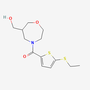 molecular formula C13H19NO3S2 B5613908 (4-{[5-(ethylthio)-2-thienyl]carbonyl}-1,4-oxazepan-6-yl)methanol 