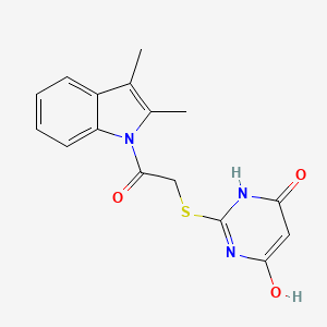 molecular formula C16H15N3O3S B5613917 2-{[2-(2,3-dimethyl-1H-indol-1-yl)-2-oxoethyl]thio}-4,6-pyrimidinediol 