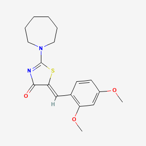 molecular formula C18H22N2O3S B5613926 2-(1-azepanyl)-5-(2,4-dimethoxybenzylidene)-1,3-thiazol-4(5H)-one 