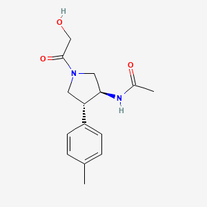 molecular formula C15H20N2O3 B5613951 N-[(3S*,4R*)-1-glycoloyl-4-(4-methylphenyl)-3-pyrrolidinyl]acetamide 