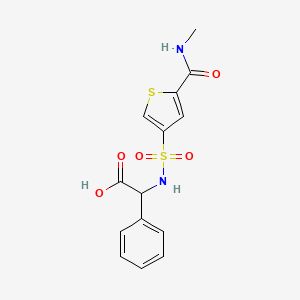 molecular formula C14H14N2O5S2 B5613954 [({5-[(methylamino)carbonyl]-3-thienyl}sulfonyl)amino](phenyl)acetic acid 