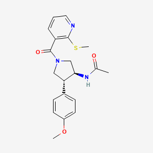 molecular formula C20H23N3O3S B5613962 N-((3S*,4R*)-4-(4-methoxyphenyl)-1-{[2-(methylthio)-3-pyridinyl]carbonyl}-3-pyrrolidinyl)acetamide 