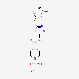 molecular formula C18H24N4O3S2 B5613968 1-(ethylsulfonyl)-N-[5-(3-methylbenzyl)-1,3,4-thiadiazol-2-yl]-4-piperidinecarboxamide 