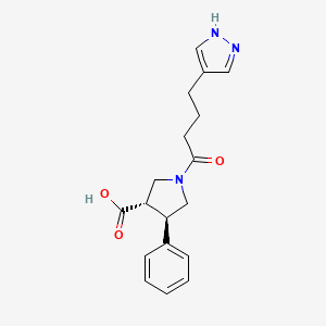 molecular formula C18H21N3O3 B5613994 (3S*,4R*)-4-phenyl-1-[4-(1H-pyrazol-4-yl)butanoyl]pyrrolidine-3-carboxylic acid 