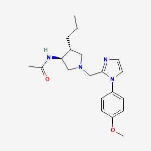 molecular formula C20H28N4O2 B5614010 N-((3S*,4R*)-1-{[1-(4-methoxyphenyl)-1H-imidazol-2-yl]methyl}-4-propyl-3-pyrrolidinyl)acetamide 