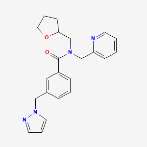 molecular formula C22H24N4O2 B5614022 3-(1H-pyrazol-1-ylmethyl)-N-(2-pyridinylmethyl)-N-(tetrahydro-2-furanylmethyl)benzamide 