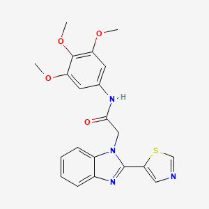 molecular formula C21H20N4O4S B5614033 2-[2-(1,3-thiazol-5-yl)-1H-benzimidazol-1-yl]-N-(3,4,5-trimethoxyphenyl)acetamide 