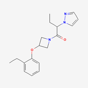 molecular formula C18H23N3O2 B5614051 1-(1-{[3-(2-ethylphenoxy)-1-azetidinyl]carbonyl}propyl)-1H-pyrazole 