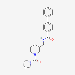 molecular formula C24H29N3O2 B5614058 N-{[1-(pyrrolidin-1-ylcarbonyl)piperidin-3-yl]methyl}biphenyl-4-carboxamide 