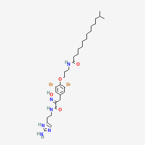 molecular formula C32H50Br2N6O4 B561406 N-[3-[4-[(2E)-3-[2-(2-amino-1H-imidazol-5-yl)ethylamino]-2-hydroxyimino-3-oxopropyl]-2,6-dibromophenoxy]propyl]-13-methyltetradecanamide CAS No. 101488-82-8