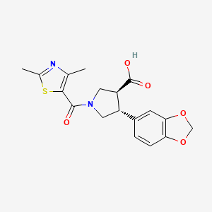 molecular formula C18H18N2O5S B5614073 (3S*,4R*)-4-(1,3-benzodioxol-5-yl)-1-[(2,4-dimethyl-1,3-thiazol-5-yl)carbonyl]pyrrolidine-3-carboxylic acid 
