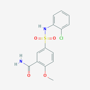 molecular formula C14H13ClN2O4S B5614082 5-{[(2-chlorophenyl)amino]sulfonyl}-2-methoxybenzamide 