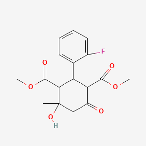 molecular formula C17H19FO6 B5614096 dimethyl 2-(2-fluorophenyl)-4-hydroxy-4-methyl-6-oxo-1,3-cyclohexanedicarboxylate 
