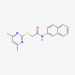 molecular formula C18H17N3OS B5614112 2-[(4,6-dimethyl-2-pyrimidinyl)thio]-N-2-naphthylacetamide 