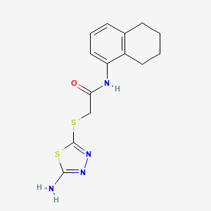 molecular formula C14H16N4OS2 B5614118 2-[(5-amino-1,3,4-thiadiazol-2-yl)thio]-N-(5,6,7,8-tetrahydro-1-naphthalenyl)acetamide 