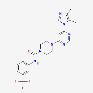 molecular formula C21H22F3N7O B5614127 4-[6-(4,5-dimethyl-1H-imidazol-1-yl)-4-pyrimidinyl]-N-[3-(trifluoromethyl)phenyl]-1-piperazinecarboxamide 