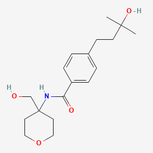 molecular formula C18H27NO4 B5614130 4-(3-hydroxy-3-methylbutyl)-N-[4-(hydroxymethyl)tetrahydro-2H-pyran-4-yl]benzamide 