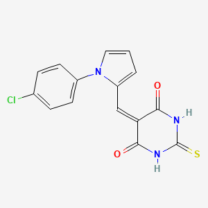 molecular formula C15H10ClN3O2S B5614153 5-{[1-(4-chlorophenyl)-1H-pyrrol-2-yl]methylene}-2-thioxodihydro-4,6(1H,5H)-pyrimidinedione 