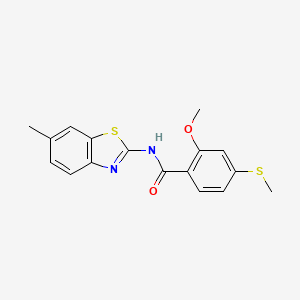 molecular formula C17H16N2O2S2 B5614210 2-methoxy-N-(6-methyl-1,3-benzothiazol-2-yl)-4-(methylthio)benzamide 