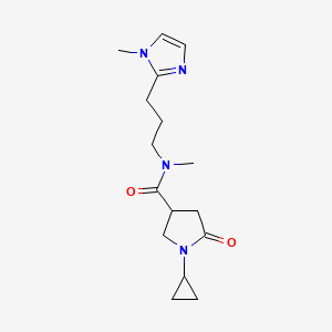 molecular formula C16H24N4O2 B5614225 1-cyclopropyl-N-methyl-N-[3-(1-methyl-1H-imidazol-2-yl)propyl]-5-oxo-3-pyrrolidinecarboxamide 