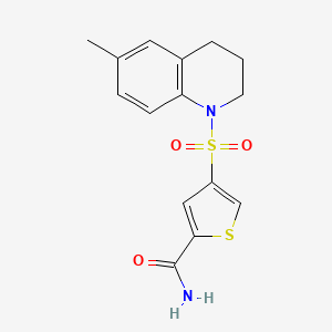 molecular formula C15H16N2O3S2 B5614232 4-[(6-methyl-3,4-dihydro-1(2H)-quinolinyl)sulfonyl]-2-thiophenecarboxamide 