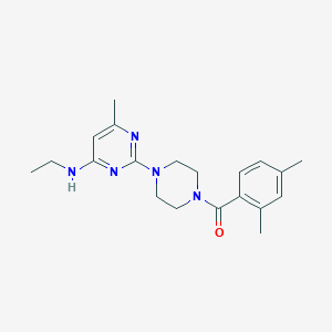 molecular formula C20H27N5O B5614253 2-[4-(2,4-dimethylbenzoyl)-1-piperazinyl]-N-ethyl-6-methyl-4-pyrimidinamine 