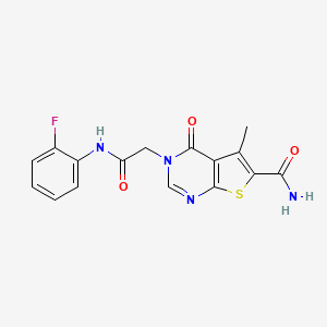 molecular formula C16H13FN4O3S B5614290 3-{2-[(2-fluorophenyl)amino]-2-oxoethyl}-5-methyl-4-oxo-3,4-dihydrothieno[2,3-d]pyrimidine-6-carboxamide 