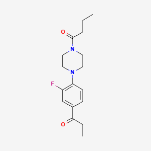 molecular formula C17H23FN2O2 B5614300 1-[4-(4-butyryl-1-piperazinyl)-3-fluorophenyl]-1-propanone 