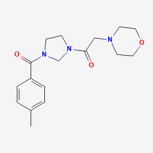 molecular formula C17H23N3O3 B5614315 4-{2-[3-(4-methylbenzoyl)-1-imidazolidinyl]-2-oxoethyl}morpholine 