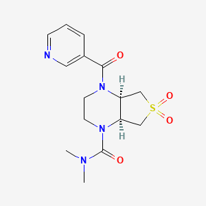 molecular formula C15H20N4O4S B5614355 (4aR*,7aS*)-N,N-dimethyl-4-(3-pyridinylcarbonyl)hexahydrothieno[3,4-b]pyrazine-1(2H)-carboxamide 6,6-dioxide 