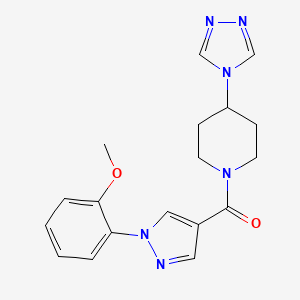 molecular formula C18H20N6O2 B5614392 1-{[1-(2-methoxyphenyl)-1H-pyrazol-4-yl]carbonyl}-4-(4H-1,2,4-triazol-4-yl)piperidine 