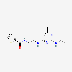 molecular formula C14H19N5OS B5614410 N-(2-{[2-(ethylamino)-6-methyl-4-pyrimidinyl]amino}ethyl)-2-thiophenecarboxamide 