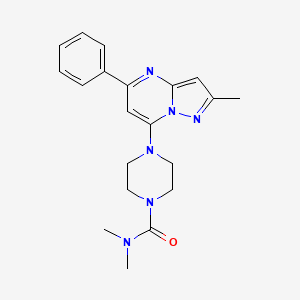 molecular formula C20H24N6O B5614472 N,N-dimethyl-4-(2-methyl-5-phenylpyrazolo[1,5-a]pyrimidin-7-yl)piperazine-1-carboxamide 