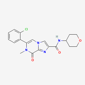 molecular formula C19H19ClN4O3 B5614520 6-(2-chlorophenyl)-7-methyl-8-oxo-N-(tetrahydro-2H-pyran-4-yl)-7,8-dihydroimidazo[1,2-a]pyrazine-2-carboxamide 