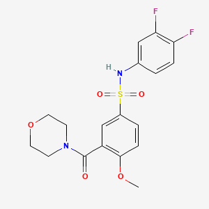 molecular formula C18H18F2N2O5S B5614570 N-(3,4-difluorophenyl)-4-methoxy-3-(4-morpholinylcarbonyl)benzenesulfonamide 