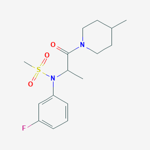 molecular formula C16H23FN2O3S B5614599 N-(3-fluorophenyl)-N-[1-methyl-2-(4-methyl-1-piperidinyl)-2-oxoethyl]methanesulfonamide 