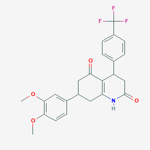 molecular formula C24H22F3NO4 B5614611 7-(3,4-dimethoxyphenyl)-4-[4-(trifluoromethyl)phenyl]-4,6,7,8-tetrahydro-2,5(1H,3H)-quinolinedione 