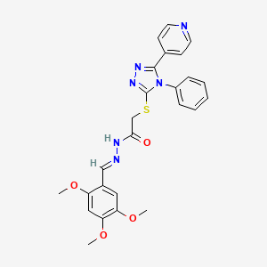 molecular formula C25H24N6O4S B5614639 2-{[4-phenyl-5-(4-pyridinyl)-4H-1,2,4-triazol-3-yl]thio}-N'-(2,4,5-trimethoxybenzylidene)acetohydrazide 