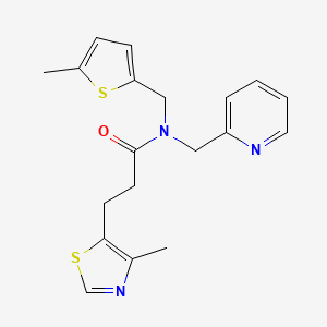 molecular formula C19H21N3OS2 B5614664 3-(4-methyl-1,3-thiazol-5-yl)-N-[(5-methyl-2-thienyl)methyl]-N-(2-pyridinylmethyl)propanamide 