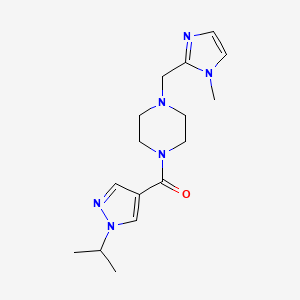 molecular formula C16H24N6O B5614666 1-[(1-isopropyl-1H-pyrazol-4-yl)carbonyl]-4-[(1-methyl-1H-imidazol-2-yl)methyl]piperazine 