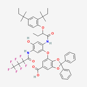 molecular formula C50H49F7N2O9 B561469 4-[2-[2-(2,4-Di-tert-pentylphenoxy)butyrylamino]-5-[(heptafluorobutyryl)amino]-4-hydroxyphenoxy]-2,2-diphenyl-1,3-benzodioxole-6-carboxylic acid CAS No. 109059-95-2