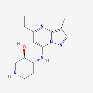 molecular formula C15H23N5O B5614704 rel-(3R,4R)-4-[(5-ethyl-2,3-dimethylpyrazolo[1,5-a]pyrimidin-7-yl)amino]-3-piperidinol dihydrochloride 