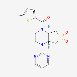 molecular formula C16H18N4O3S2 B5614722 (4aS*,7aR*)-1-[(5-methyl-2-thienyl)carbonyl]-4-pyrimidin-2-yloctahydrothieno[3,4-b]pyrazine 6,6-dioxide 