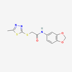 molecular formula C12H11N3O3S2 B5614728 N-1,3-benzodioxol-5-yl-2-[(5-methyl-1,3,4-thiadiazol-2-yl)thio]acetamide 